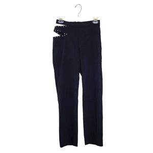 Bebe Vintage Cut Out Side With Rhinestones Black Pants Sz 4